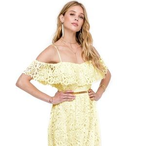 ASTR The Label Yellow Off the Shoulder dress
